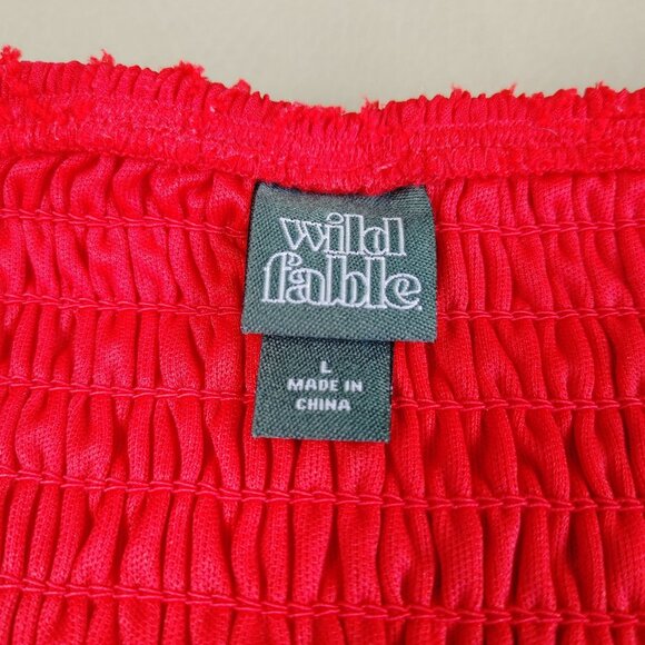 Wild Fable Red Mini Large Dress Ruffle Lace Adjustable Straps Solid Floral - Picture 2 of 9